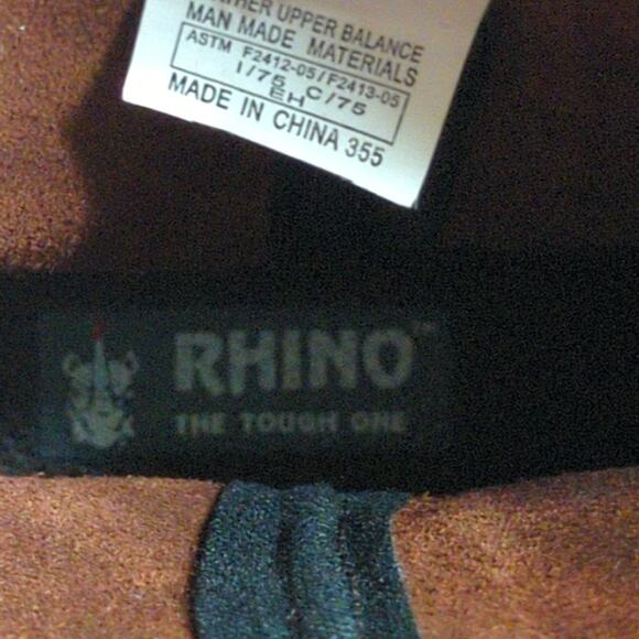 Rhino Work Boots Mens 9 Brown Leather Steel Toe 90222 Western - Picture 10 of 12